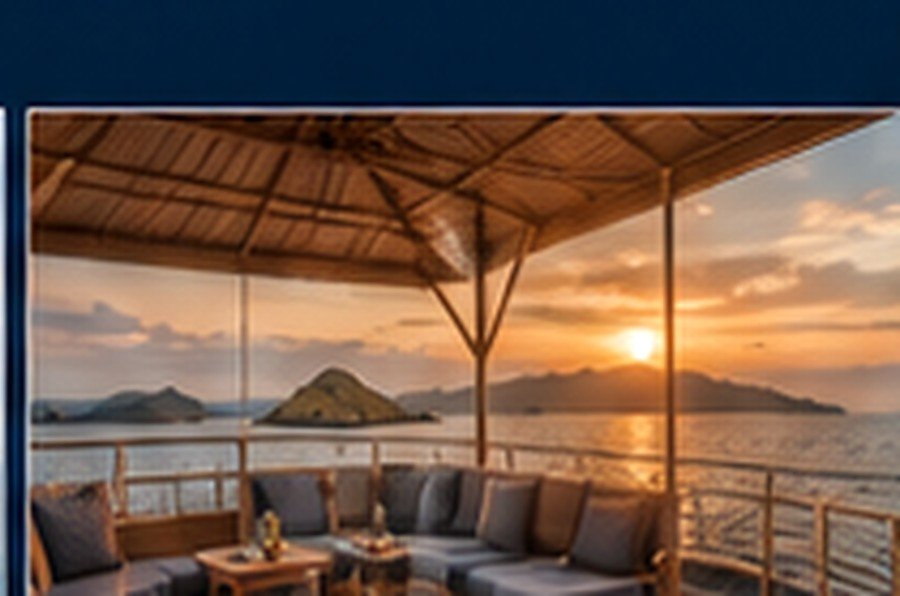 Comfortable boat deck at sunset